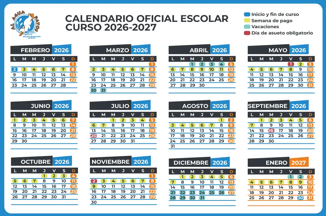 Calendario Escolar 2026 2027 Al Agua Patos Calendario Escolar 2026 2027 Al Agua Patos